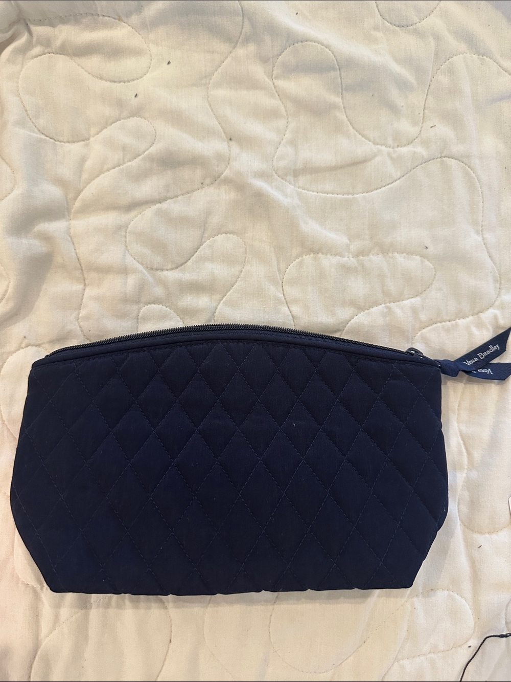 Vera Bradley Quilted Navy Blue Zip Cosmetic Pouch